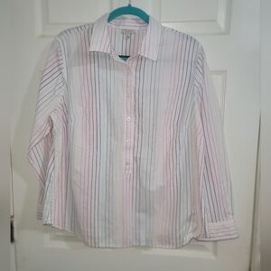 White Striped Button-Up Shirt